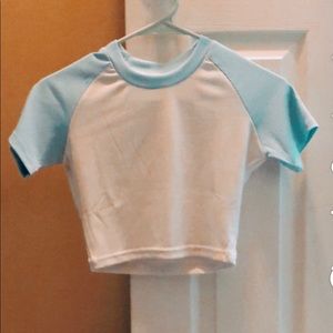 Blue and white shein baby tee